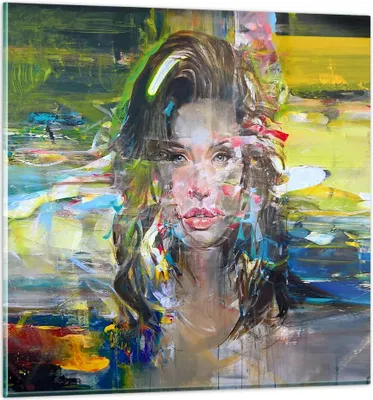 Produktbild von Bilder auf glas - frau modern - 70x70cm - Glasbilder - Wandbilder - Bilder - Kunstdruck - zum Aufhängen bereit - Wanddekoration aus Glas - Glas Bilder - Wandbild auf Glas - Einteilig - GAC70x70-3473