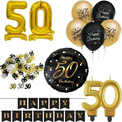 Produktbild von Partyset 50. Geburtstag Deko schwarz gold Dekoration Party