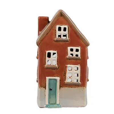 Immagine prodotto di Clayre & Eef Portacandele House 10x8x18 cm in Vetroceramica arancione