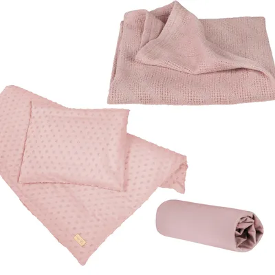 Immagine prodotto di Set regalo "Lil Planet" rosa/malva di roba, composto da lenzuola in Cotonelogico, lenzuolo con elastico e coperta