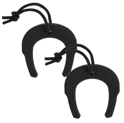 Image de 2 butoirs de porte pour les secours, serrures de porte d'urgence avec fermeture par cordon en nylon, protection anti-pincement au niveau du bord de fermeture, butoirs de sécurité pour poignées (noirs)