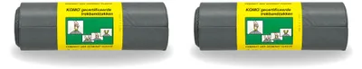 Productafbeelding van 2 x Komo afvalzakken met trekkoord - 60 liter - Grijs - LDPE - Voordelige verpakking - 2 stuks