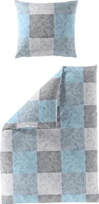 Produktbild von JACK by Bierbaum Biber Bettwäsche 2 tlg. 135x200cm Karo Ornamente Blau Grau