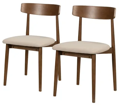 Produktbild von home24 Esszimmerstuhl - 2er-Set - Eiche Massiv / Webstoff