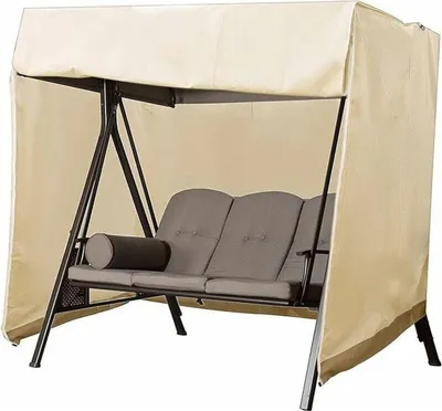 Produktbild von 2-Sitzer-Gartenschaukel-Abdeckung, wasserdichte Oxford-Schutzhülle für den Außenbereich, UV-Schutz (Beige) - 160 x 120 x 170 cm