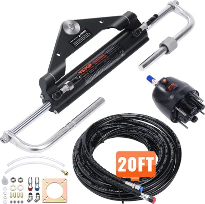 Obrázok produktu pre VEVOR hydraulická súprava závesného riadenia, 150 hp, hydraulický systém riadenia lode, s čerpadlom riadenia, dvojcestným blokovacím valcom a 20 ft hydraulickou hadicou riadenia, pre jednomotorové lode s jednou stanicou