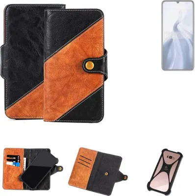 Produktbild von K-S-Trade Handyhülle Schutzhülle Bookstyle Case Wallet-Case kompatibel mit Oukitel C51 Handy Cover Bumper Klapphülle schwarz hellbraun 1x