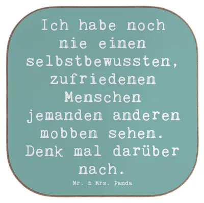 Produktbild von Mr. & Mrs. Panda Tischuntersetzer Spruch Mobbing bewältigen - Meeresbrise - Geschenk, Zuversicht, bieruntersetzer, Trost, Untersetzer für Gläser, Getränkeuntersetzer