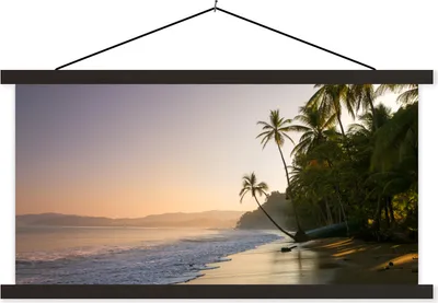 Produktbild von MuchoWow® Textilposter Strand - Meer - Palme 60x30 cm mit schwarzem Rahmen - Textilien