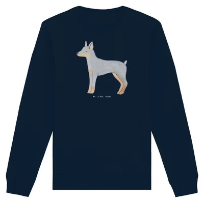 Produktbild von Mr. & Mrs. Panda Rundhals Pullover Dobermann Pinscher Moment Größe XL - French Navy - Geschenk, Sweatshirt, Pulli, Bio, Baumwoll, Sweater
