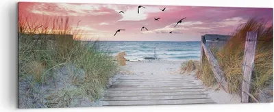 Produktbild von Bild auf Leinwand - Leinwandbild - Einteilig - Strand Sand Vögel - 140x50cm - Wand Bild - Wanddeko - Wandbilder - Leinwanddruck - Bilder - Wanddekoration - Leinwand bilder - Wandbild - AB140x50-4994