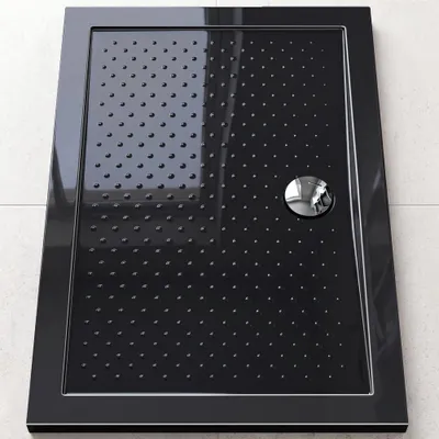 Produktbild von doporro Duschtasse Duschwanne 70x120x4 flach aus Acryl Schwarz mit Anti-Rutsch Profil und DIN-Anschlüssen für bodenebene Montage geeignet Lucia02