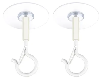 Produktbild von 2 Stück selbstklebende Deckenhaken, ohne Bohren, Aufhängehaken, Wandhaken, tragender Ösenhaken mit Sicherheitsschnalle für Lichterketten, Pflanzen, Laternen, Windspiele