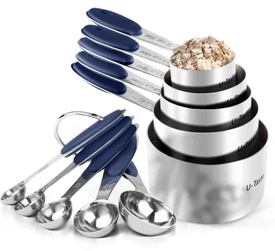 Image de Ensemble de 10 tasses et cuillères doseuses en acier inoxydable