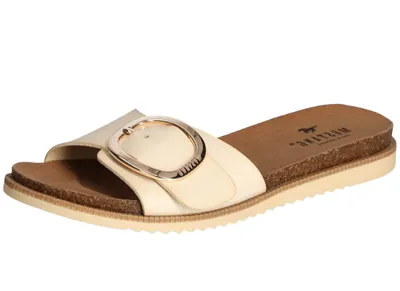 Produktbild von Mustang Damen Pantolette Schnalle Korkoptik 1392-707, Größe:40 EU, Farbe:Beige