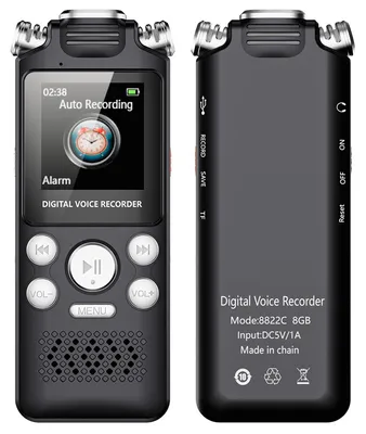Produktbild von Sprachrekorder mit Sprachaktivierung, tragbares Diktiergerät mit Display 1,44 Zoll, Rauschunterdrückung, MP3 Player, für Schule, Büro, Interview