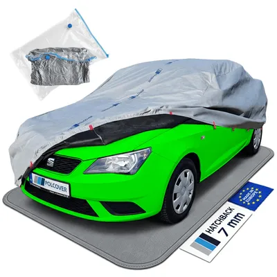 Produktbild von POLCOVER Autoabdeckung Wasserdicht Abdeckplane Auto Atmungsaktiv Sonne, Staub, Hagelschutz, UV-Schutz S (395-409 cm) 7 mm Hatchback - Autoplane Autohülle Winter & Sommer