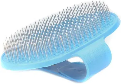 Produktbild von Gummi Tierpflegebürste mit verstellbarem Griff und Edelstahlstift