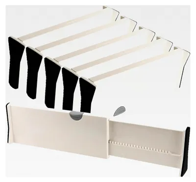 Produktbild von 6 Stück verstellbare Schubladentrenner aus Kunststoff, Weiß