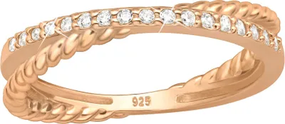 Produktbild von Ring gekreuzt roségold mit Zirkonia: 925 Silber Cross Ring 54 (17.2 mm Ø)