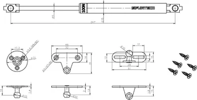 Obrázok produktu pre Plynová vzpera PG1, 244 mm, 100 N