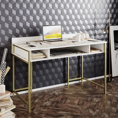Produktbild von Skye Decor, Tumata - Gold, Schreibtische, Gold, 120 x 75 x 60 cm