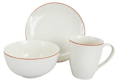 Produktbild von Frühstücksset Milo (Becher, Schüssel, Teller), rosa Linie