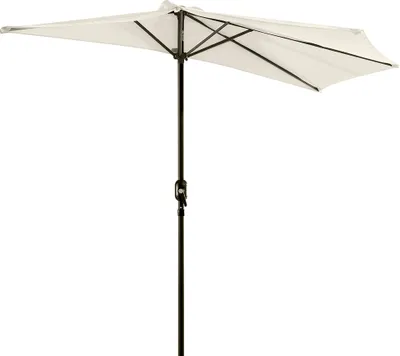 Produktbild von Outsunny Sonnenschirm Kurbelschirm Gartenschirm Schirm Marktschirm, Metall, halbrund, Cremeweiß+Schwarz