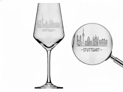 Produktbild von Weinglas Gravur Stuttgart 350ml spülmaschinenfest und hochwertig gestaltet