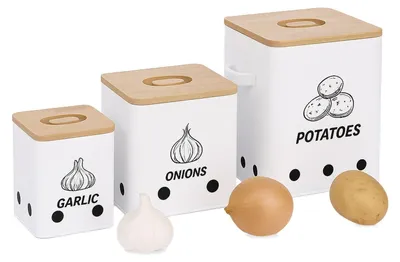 Immagine prodotto di Set di contenitori per patate, cipolle e aglio - 3 pezzi