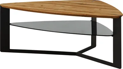 Image de MASSIVMOEBEL24 | Table basse avec étagère en verre 120x70x44 en bois de Chêne naturel huilé STARNBERG #25