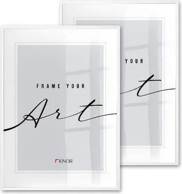 Produktbild von 🖼️KNOR®️ Bilderrahmen 50X70 cm WEIß, 2er Set Posterrahmen, Bilderrahmen, Fotorahmen, bruchsicheres Acrylglas, Picture Frame 50X70, zum Aufhängen & Aufstellen 🎨Isabella Kollektion