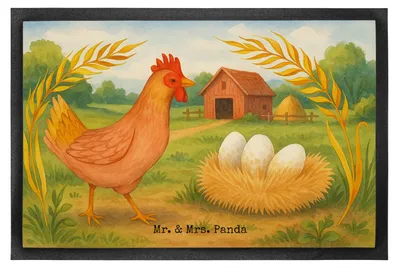 Produktbild von Mr. & Mrs. Panda fußmatte Huhn Stolz Design 40 x 60 cm - Weiß - Geschenk, Bauernhof, Motivation, Henne, Fußabstreifer, Eier, Schwangerschaft, Schmutzmatte, Türmatte, Hof