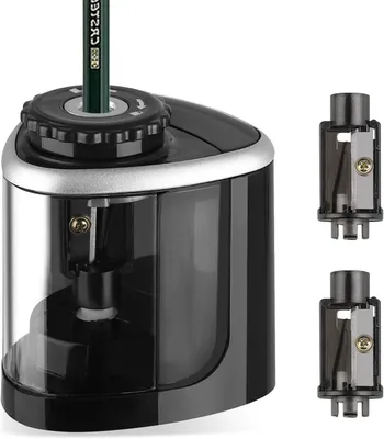 Produktbild von Elektrischer Bleistiftspitzer, automatischer Bleistiftspitzer, batteriebetrieben, für Schule, Zuhause und Büro (schwarz)