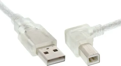 Image de InLine® 34556R Câble USB 2.0, A à B plié à droite, transparent, 5m