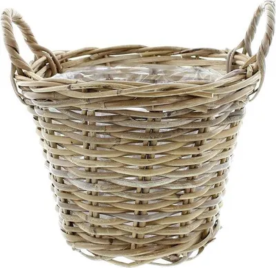 Productafbeelding van Plantenmand klein van rotan met handgrepen