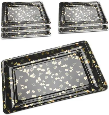Immagine prodotto di Contenitore per alimenti con coperchio in plastica a 6 pezzi, 39x27x6 cm, per buffet e sushi