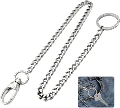 Imagen del producto de Llavero de aleación de zinc resistente, de 40 cm, con clip para cinturón, ideal para llaves y carteras