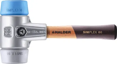 Image de Marteau de protection SIMPLEX, TPE-soft / TPE-mid ; avec boîtier en aluminium et manche en bois extra court de haute qualité | D=60 mm / version du manche=extra court | 3113.062