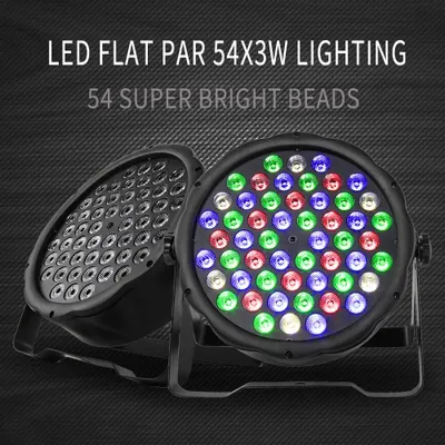 Produktbild von LED-PAR-Scheinwerfer - RGBW-DMX-Bühnenlicht - 2er-Pack - 54 x 3 W - 8 DMX-Kanäle - 162 W - EU-Stecker