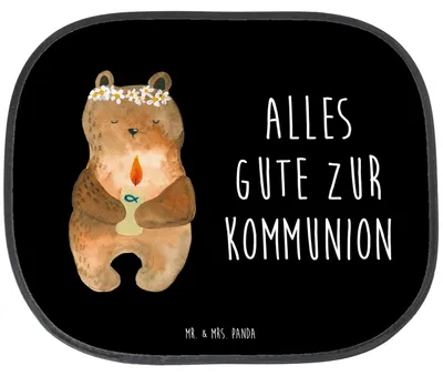 Produktbild von Mr. & Mrs. Panda Auto Sonnenblende Bär Kommunion - Schwarz - Geschenk, Sonnenschutz Fenster, Seitenscheibe, Autoscheiben, Taufkerze, Teddy, Gottes Segen, Katholisch