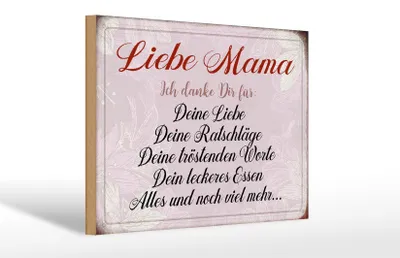 Produktbild von Holzschild Spruch 30x20cm liebe Mama ich danke dir Liebe