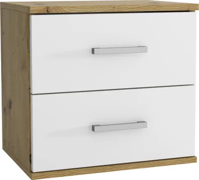 A product shot of a nightstand with two drawers.