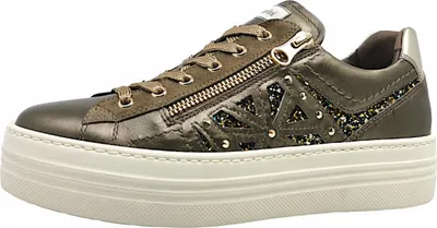 Image de Chaussures pour femmes Nero Giardini, modèle à lacets, avec semelles intérieures amovibles, couleur or, style décontracté