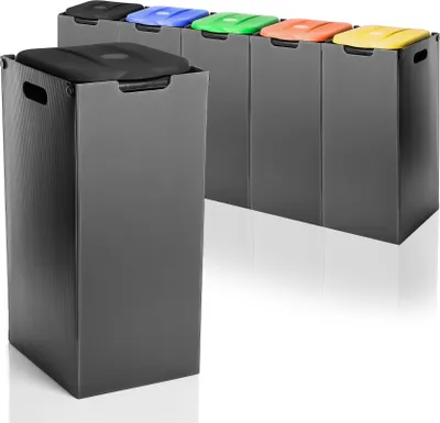 Produktbild von BigDean Müllsackständer Schwarz 80L mit Sichtschutz - passend für den Gelben Sack + andere Müllsäcke - Müllsackhalter Mülleimer Müllbeutelständer