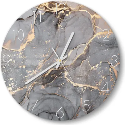 Produktbild von DEQORI Glasuhr Ø30 cm Zahlen 'Elegantes Marmormuster' Wanduhr Glas Uhr Design leise