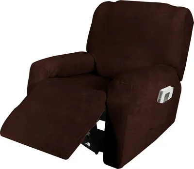 Produktbild von 4 PCS Stretch Recliner Sofa Schonbezug Möbelschutz für 1 Sitzkissen Couch, Braun