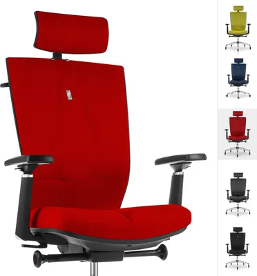 Produktbild von KULIK SYSTEM Ergonomischer Bürostuhl SPACE – Bequemer und verstellbarer Stuhl mit Rückenlehne und Lordosenstütze, azur rot