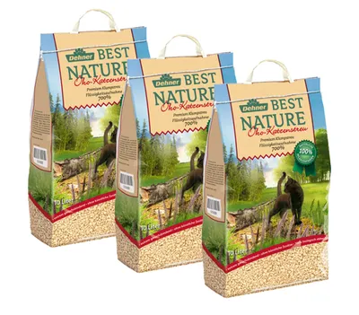 Produktbild von Dehner Best Nature Öko Katzenstreu, klumpend, aus Pflanzenfasern, 3 x 10 l (30 l)