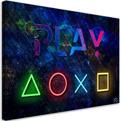 Produktbild von Leinwandbild Controller-Tasten und Spielzeichen 120x80 Feeby Bunt bild für die wand bereit zum aufhängen